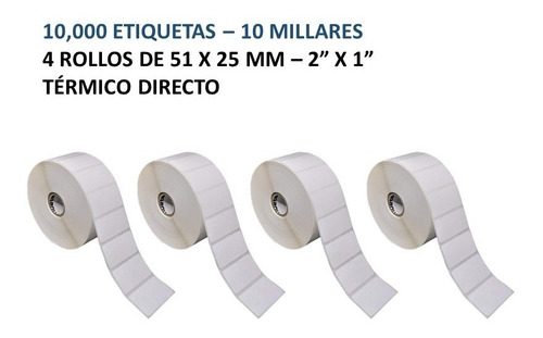Imagen 6 de 9 de 54 Rollos Etiqueta Térmica 2x1 (51x25 Mm) 2,500 Pzs C/u Full