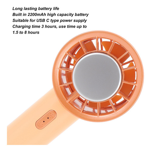 Mini Ventilador De Mano Con Carga Usb, Batería De 2200 Mah,