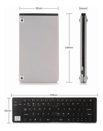 Imagen 8 de 8 de Teclado Inalámbrico Con Bluetooth Ligero Y Portátil