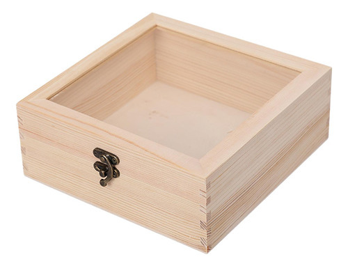 Caja De Madera Para Joyas Con Tapa De Vidrio Con Bisagras [u