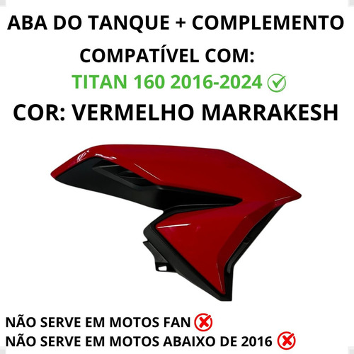Aba Tanque Par Complemento Asa Titan 160 22 23 24 Cores Vermelho Marrakesh
