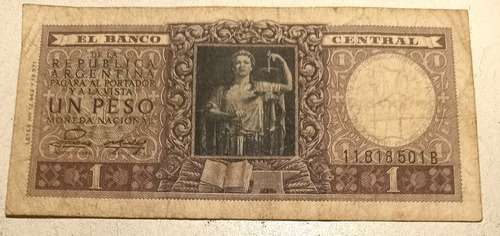 Billete Antiguo De 1 Peso Moneda Nacional 