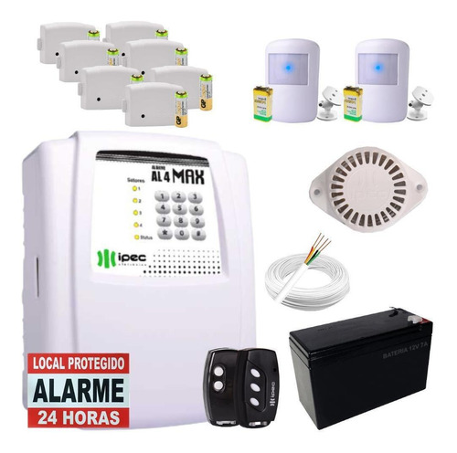 Kit Alarme Residencial Completo Al4 Max Com 9 Sensores Ipec