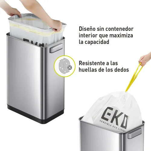 Bote De Basura Sensor Acero Inoxidable 50l Tapa Acero Eko Cuotas