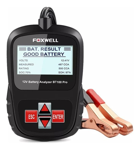 Comprobador Bateria Coche 12v Gel Agm Foxwell Bt100