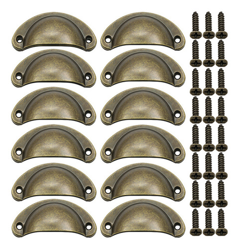 Conjunto De 12 Alças De Gaveta De Bronze Retrô - Design Semi