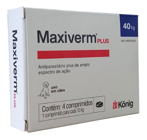 Maxiverm Plus C/ 4 Comprimidos 660mg Mata Verme Cães - König