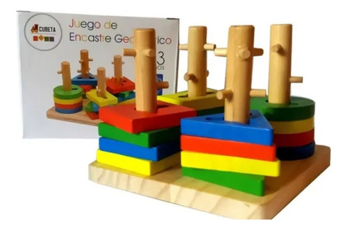 Juego De Encastre Didactrico Madera Desarollo Geometrico 3+ Madera