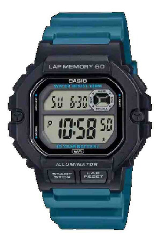 Relógio Casio Masculino Digital Quadrado Ws-1400h-3avdf Correia Azul - WS-1400H-3AV