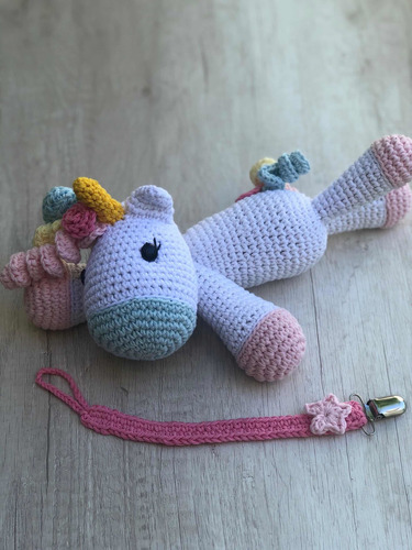 Amigurumi Unicornio Tejido Muñeco De Apego Bebé - Niña!!!