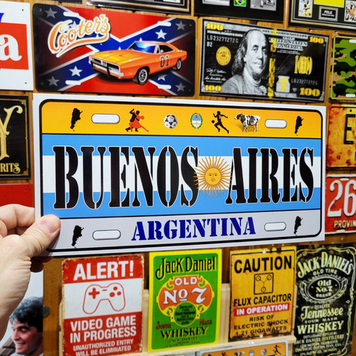 Cartel Chapa Bandera Argentina Buenos Aires Apto Exterior 