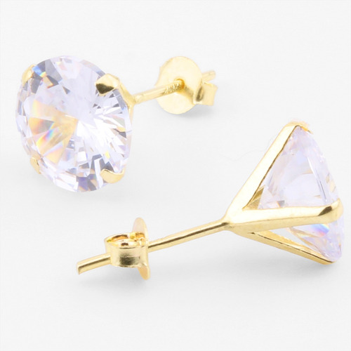 Aretes Presión Oro Sólido 10k Brillante Coreano Recto