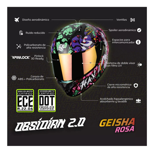 Casco Niña Rosa Hax Xs Chico Mujer Cerificado Doble Mica Rosa Chicle Japonesa Xs