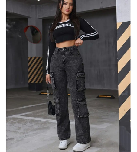 Pantalón Doble Cargo 8 Bolsas Para Mujer De Moda