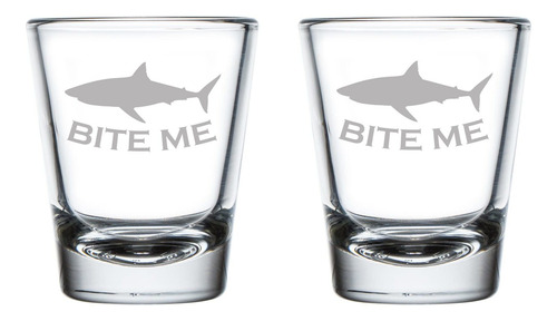 Mip Juego 2 Vaso Chupito 1.75 Onza Bite Me Shark Funny