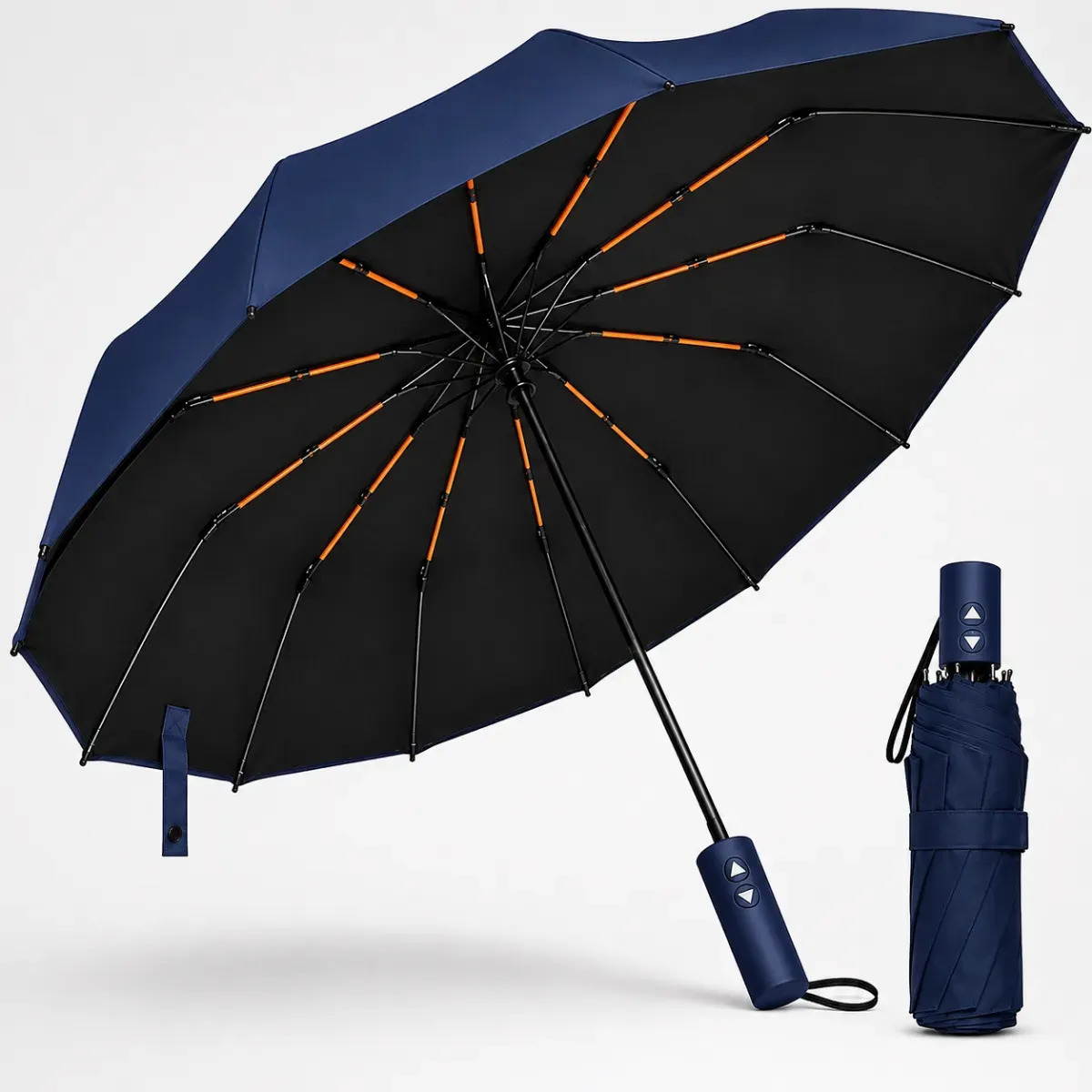 Guarda Chuva Abre E Fecha Automático Reforçado Contra Vento Proteção Uv Azul