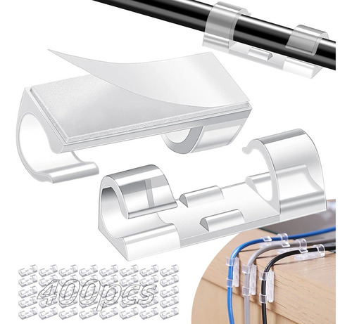 400 Clips soporte organizadores de cable adhesivo antinudos color transparente Yuhuangcheng