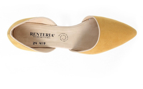 Zapato De Piso Dama Felipe Rentería Puntal Flat Vestir Suede