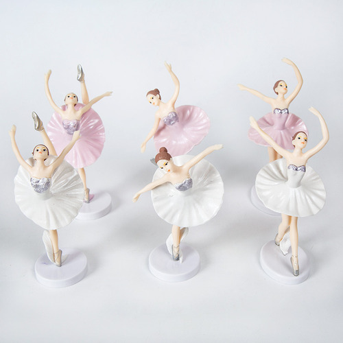 Set 3 Figuras De Ballet Blanco Niñas Bailarinas