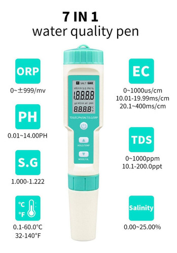 Probador De Calidad Del Agua Digital Pen Ph Tds Temp Ec