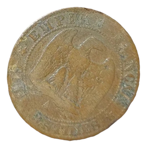 Moneda Francia 5 Centesimos 1854 Bronce Ceca