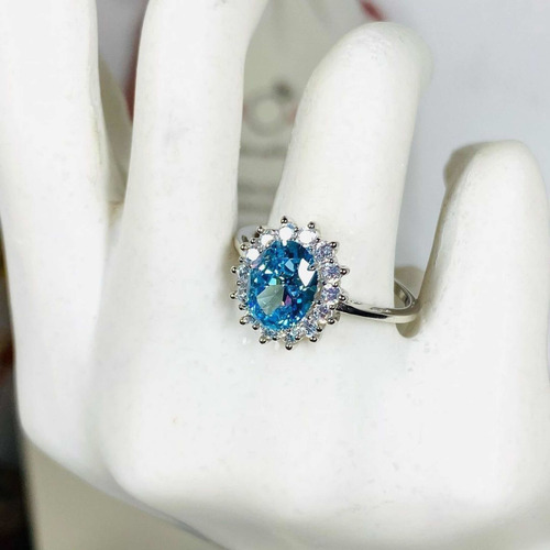 Imagen 6 de 7 de Anillo Plata 925, Topacio Azul Celeste London Blue. 100% Nat