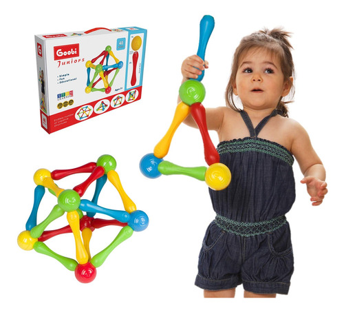 Kit De Construcción Magnética 40 Piezas Stem Para Niños Y Ni