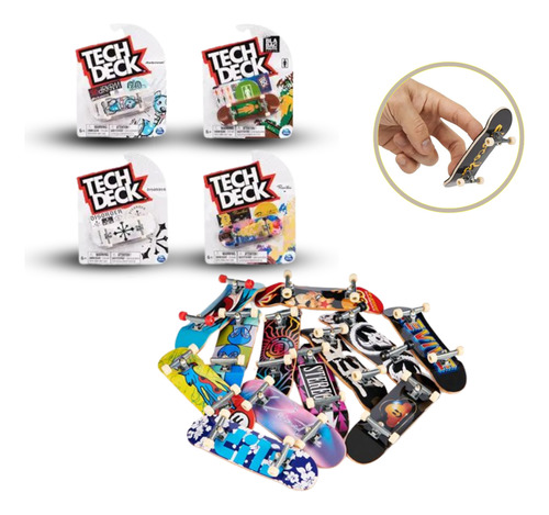Skates Para Dedos Tech Deck Set De Patinetas Pack De 4 Skate Multicolor Blanco