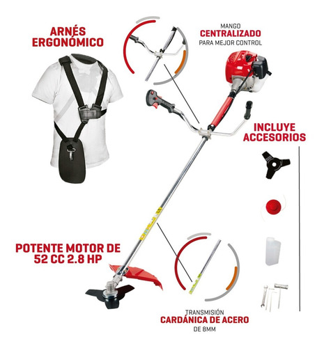 Imagen 3 de 9 de Desmalezadora Xp Pro 52cc Tanza Y Cuchilla Kommberg