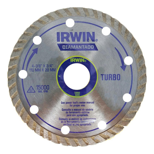 Disco Diamantado Irwin Turbo 110mm X 20mm - 13893 - Kit C/5 