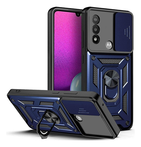 Funda Case Para Motorola E30 Holder Protector Camara Azul