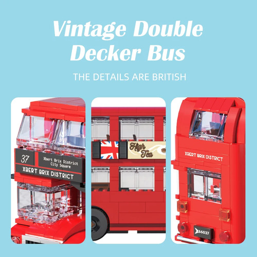 Autobús Turístico Británico Retro De Dos Pisos Con Bloques D
