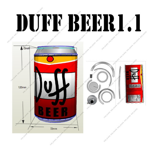 Duff Beer Los Simpsons Escala 1.1 Papercraft