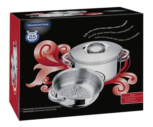 Cozi Vapore Tramontina Solar Inox Fundo Triplo 16cm Cuscuz