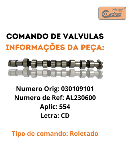 Comando De Válvula Volkswagen Gol 1.0 8v Mi At 1998-2003
