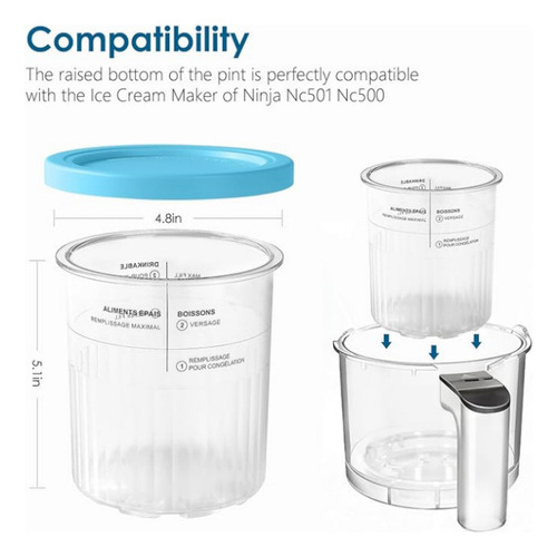 New Tazas De Helado Ninja - Unidad Creami Nc500 Nc501-4 2024