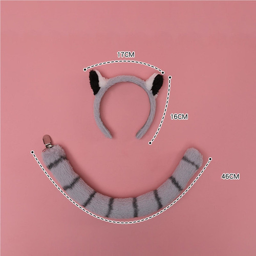 Y Conjunto De Cola Y Orejas De Mapache De Peluche,