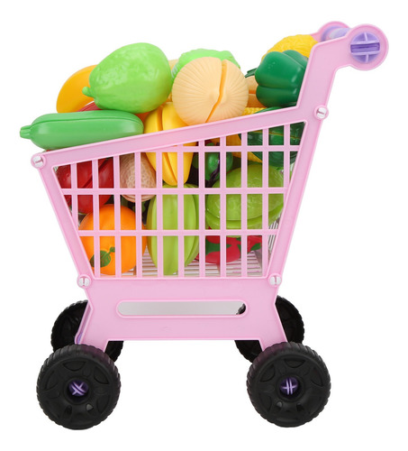 Minisupermercado De Plástico Con Carrito De Cestas, Empuja E