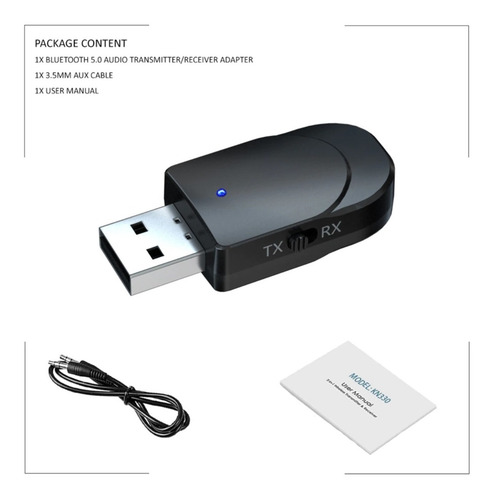 Imagen 5 de 10 de Transmisor Y Receptor Bluetooth Usb 5.0 Para Pc Tv Parlantes