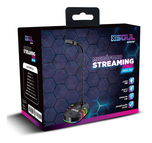 Imagen 3 de 4 de Microfono Gamer Soul Xmic-150 Rgb Chat Pc Notebook
