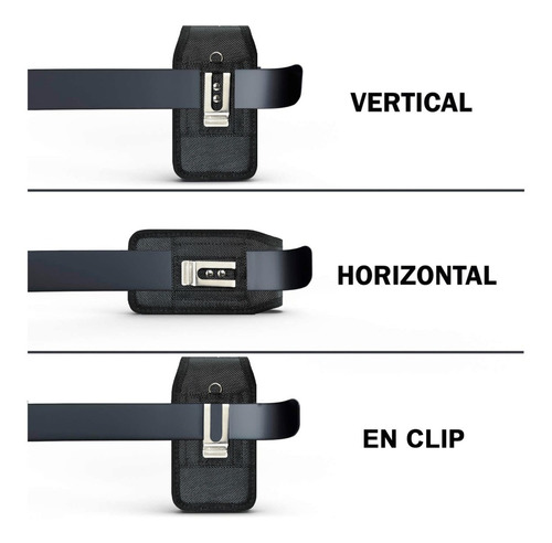 Imagen 2 de 8 de Funda Comando Negra Vertical Nylon Balistic V1 4.7 Y 5.5