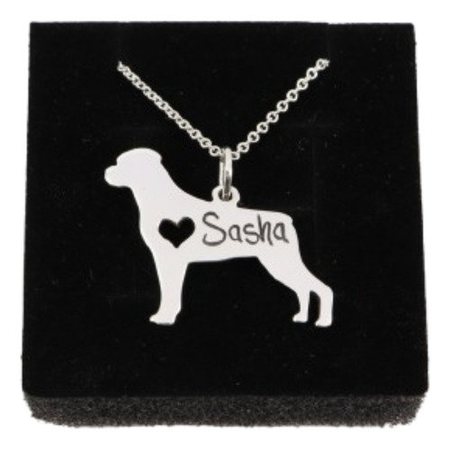 Dije De Plata Perrito Rottweiler Personalizado Plateado
