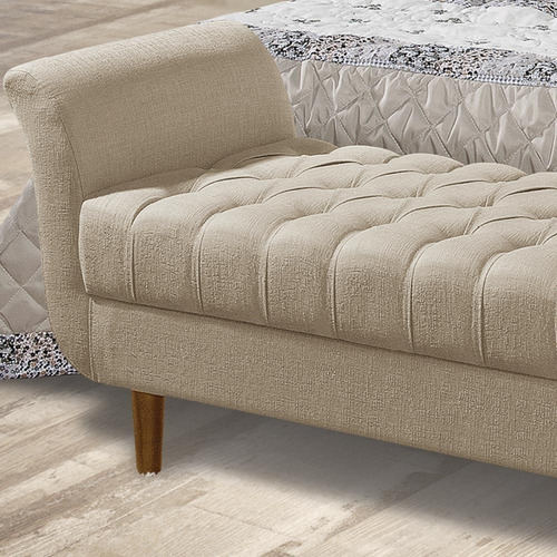 Divã Recamier Barcelona 150cm Linho Bege - Atraente Móveis Cor Creme