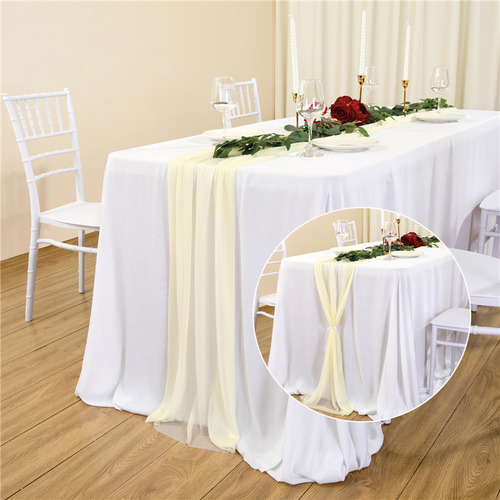 Camino De Mesa Table Runner Sage Chiffon, Transparente, Para