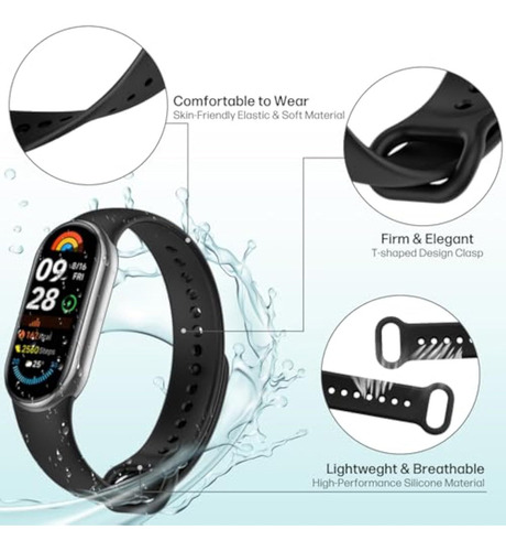 10 Peças Correias Para Xiaomi Mi Band 8/9 Pulseiras Silicone