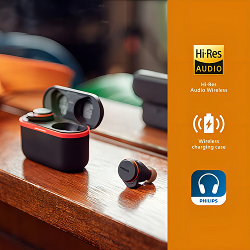 Auriculares deportivos inalámbricos Philips GO A7507 con cancelación de ruido Pro ANC Bluetooth multipunto y micrófono color negro