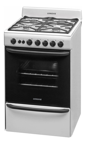 Cocina Longvie Standard 13601BF multigas 4 hornallas blanca puerta con visor