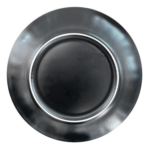 Prato Cerâmica Preto Sobremesa Bolo Salgado 21cm Jogo 8un