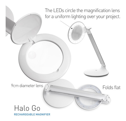 Company Halo Go - Lámpara De Lupa, Recargable Usb, Portátil,