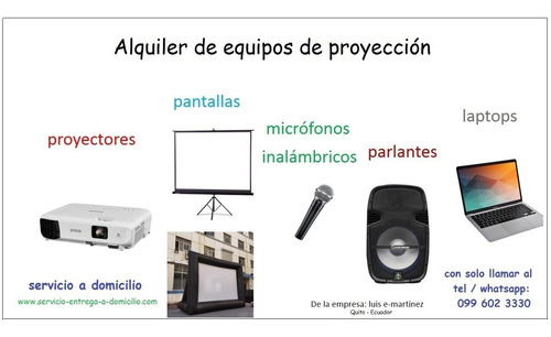 Imagen 1 de 6 de Alquiler Proyectores, Pantallas, Etc. A Domicilio En Quito